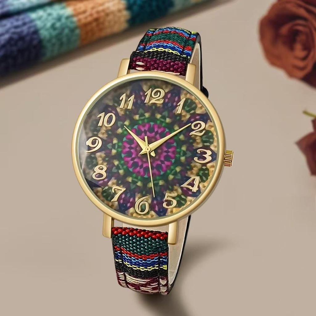 Creative Watch Colored Wind Canvas Strap Vintage Ethnic Wind Ladies Quartz Watch Bosimi Wind Watch