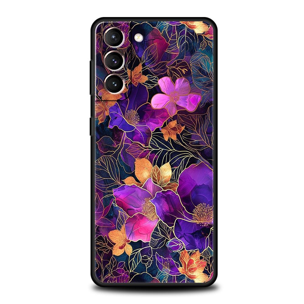Colorful Flower Phone Case for Samsung Galaxy S24 S23 S22 S20 S21 FE Ultra S10 S10E S9 S8 Plus 5G Silicone Cover Capas Funda Bag