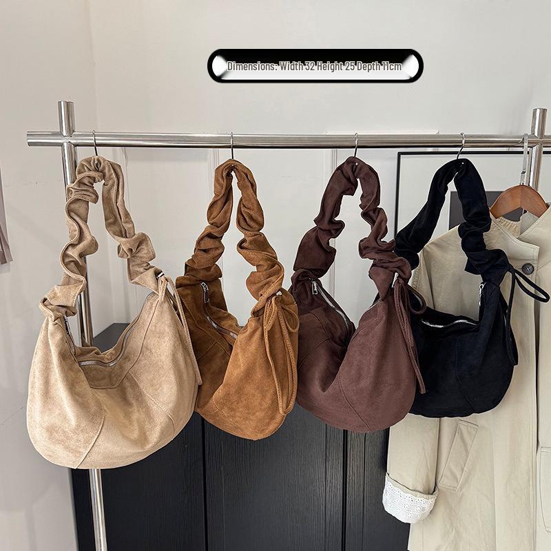 Korean Fashion Pleated One-Shoulder Tote: Versatile, Large Capacity Drawstring Dumpling Bag