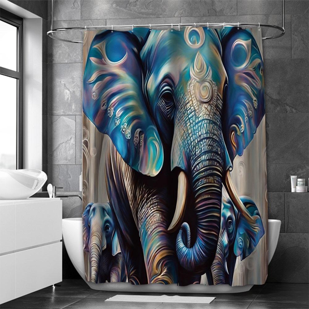 3D Elephant Bathing Curtain Bathroom Letters Shower Curtain Waterproof With 12 Hooks Fishes Home Deco Free Ship