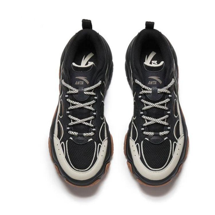Anta Flowing Light Versatile Trendy Shock Absorbing Lightweight Low Top Dad Shoes Men Sneakers Black Gray 112518853-3