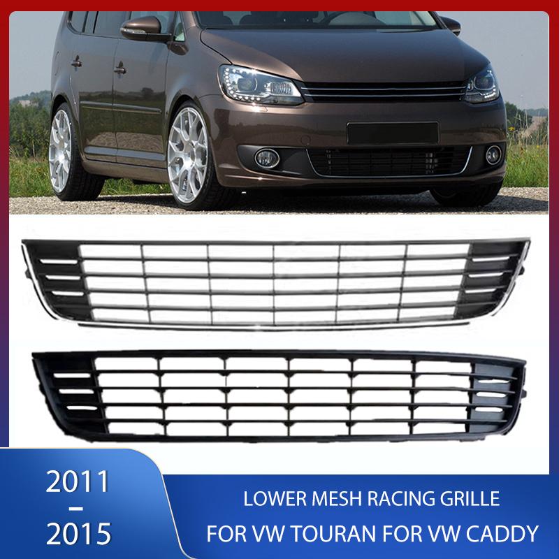 Front Bumper Grille Lower Racing Grill Cover Decorative Bright Strip For Volkswagen VW Touran 2011-2015 For VW Caddy 2011-2014