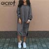 QICED Long Women's Hoodie Casual Dress Women