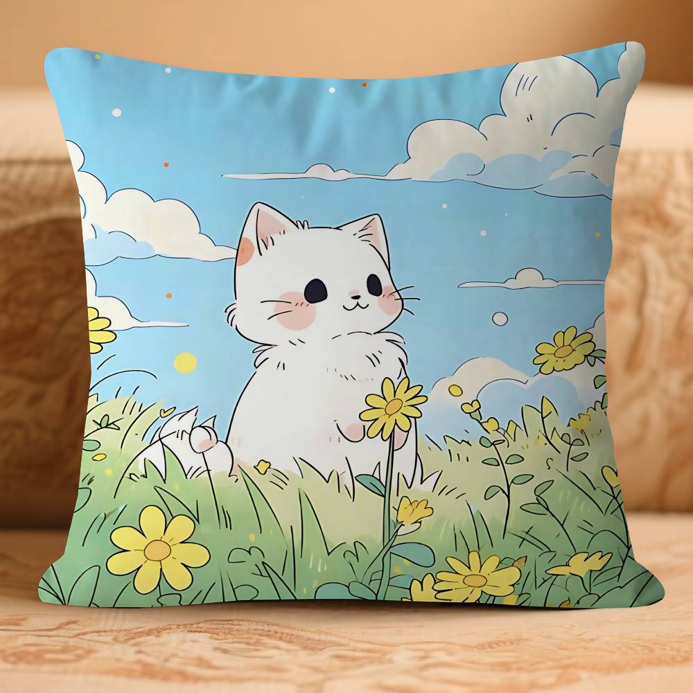 Lucky Cute Cat Pillow Cover Sofa Cushion Cover Home Room Decoration Children Gift