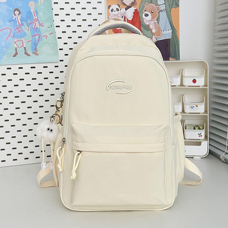 Schoolbag Small Fresh Literary Sense Girl Backpack Middle and High School Students Solid Color Lightweight Versatile Schoolbag Large Capacity Backpack