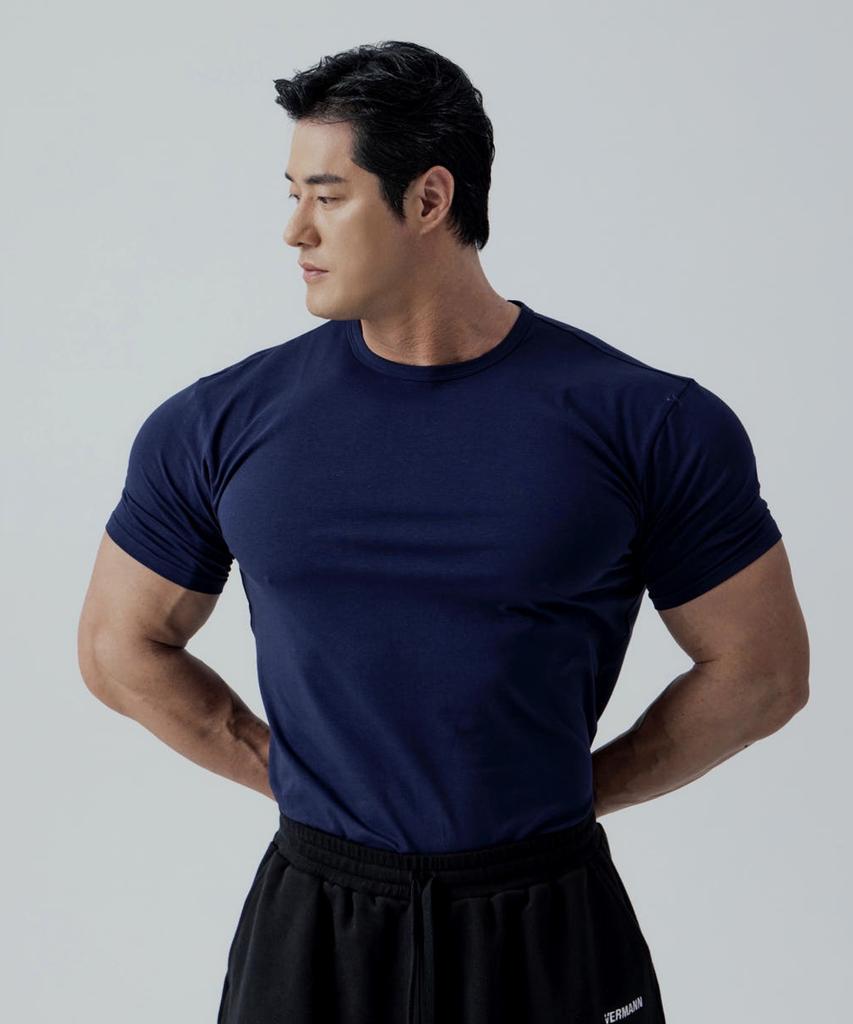 Beleumaneopaeleol High-Tension Plain Muscle Fit Short Sleeve T-Shirt 4 Colors