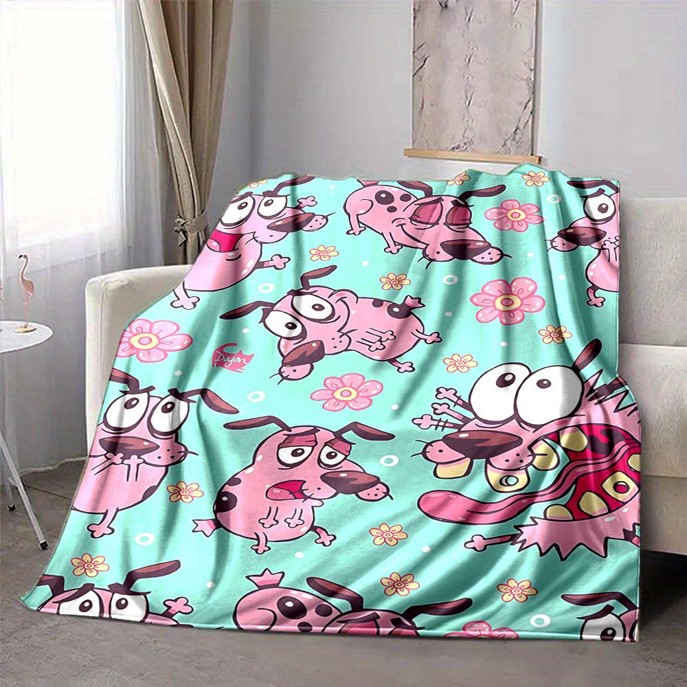 

1pc Courage the Cowardly Dog Flannel Throw Blanket Lightweight Soft Warm All Season Blanket for Sofa, Bed, Travel,L1029049 80x120cm