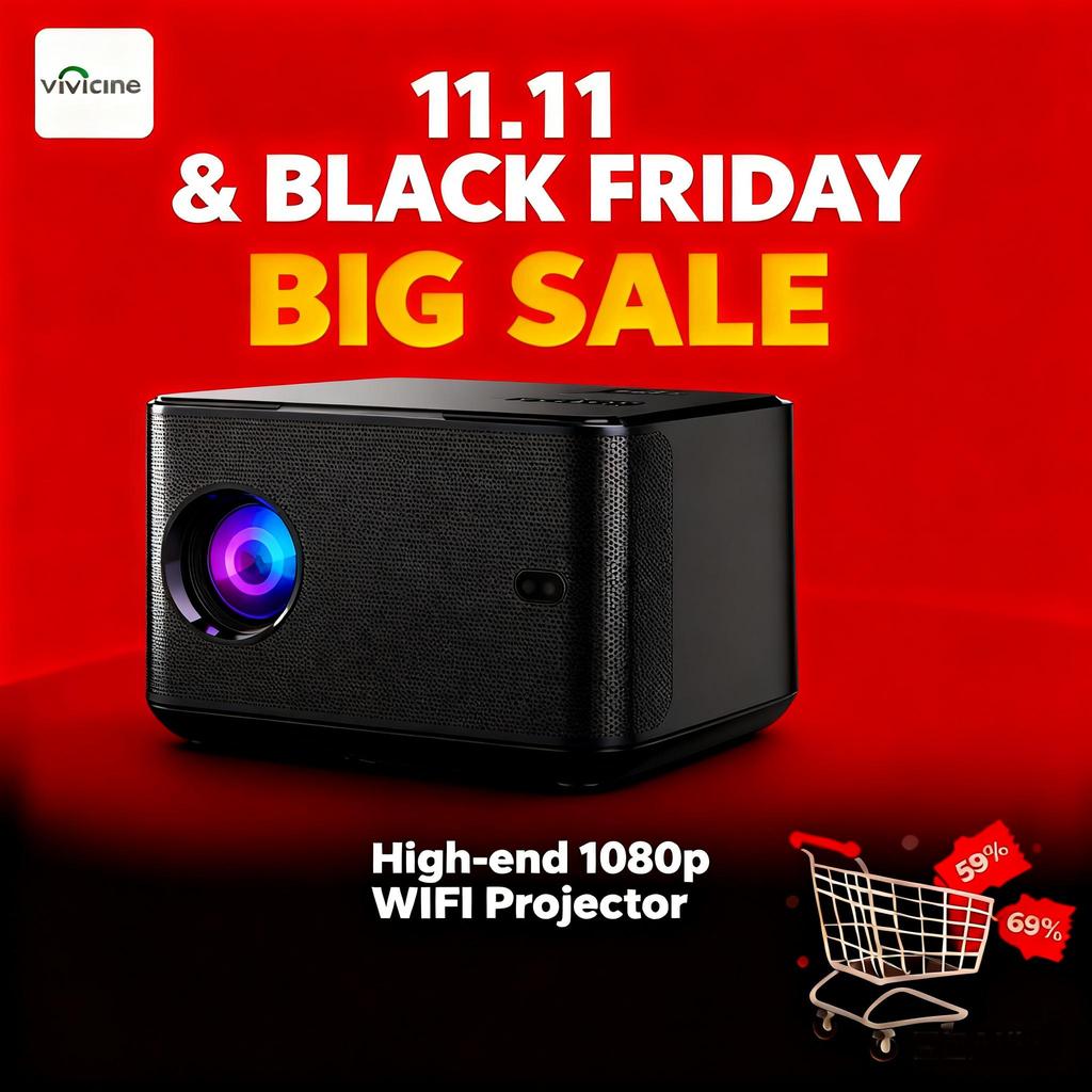 Vivicine A6 Portable Android 9.0 1080p Full HD Home Theater Projector