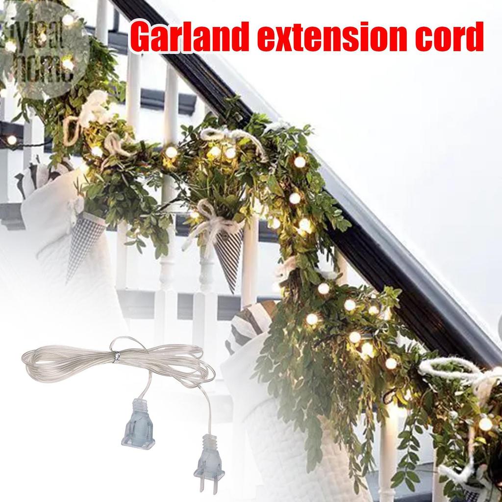 Extension Cord for Christmas Lights 10 Ft Invisible 2 Prong Power Cable 220V Electric Cord Extender Light Fixtures Cords Wire
