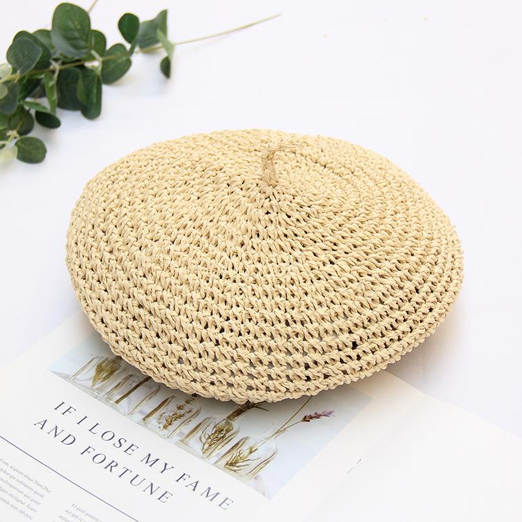 Handmade Retro Straw Beret: Breathable Korean-Style Summer Hat for Women