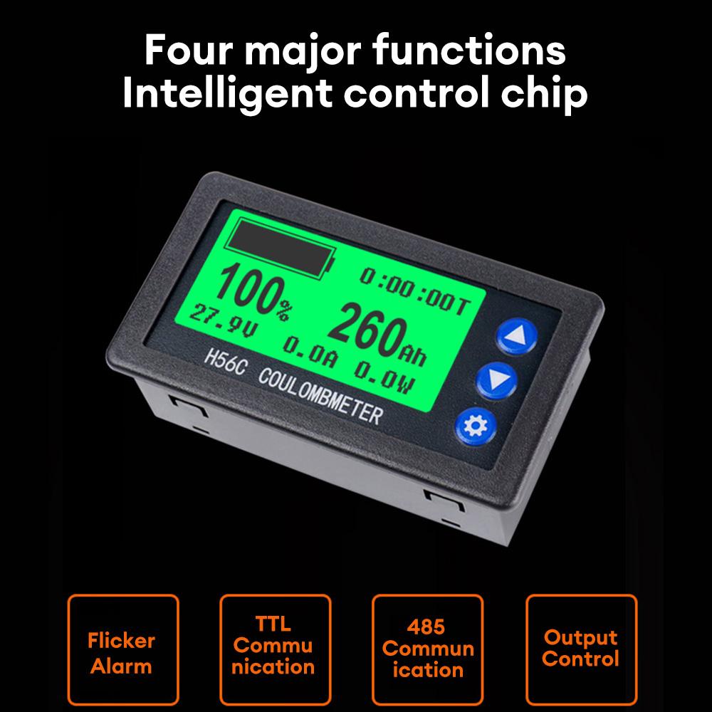 H56CH Coulomb Meter Electric Car Touring Car Battery Level Indicator Voltmeter Amperemeter 12V 24V Capacity Detector 9-100V 400A
