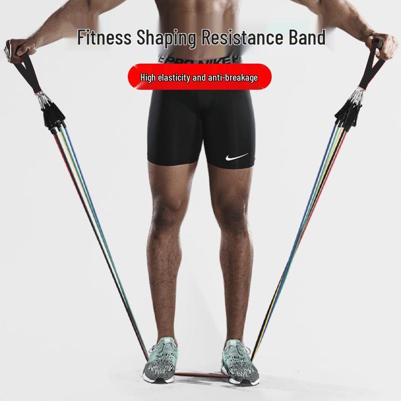 TPE 11-Piece Resistance Bands Set with Markings, Carabiner, Pulley Hook, Multifunctional for Home Fitness