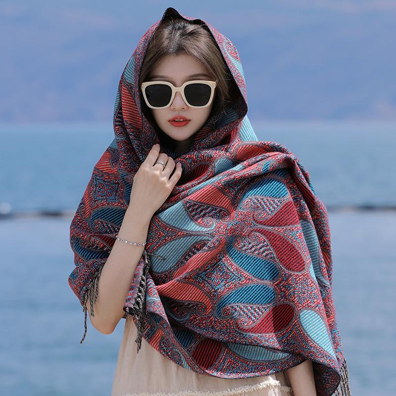Skin Friendly And Breathable Warm And Versatile Home, Autumn And Winter Women'S Travel Shawl, Thick Cloak, Air Conditioning Blanket