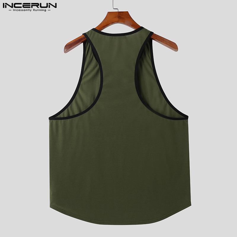 INCERUN Summer Men Round Neck Sleeveless Print Casual Loose Tank Tops