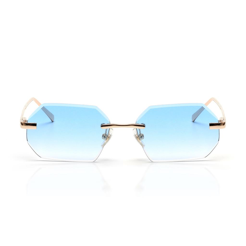 Ruiao Sonnenbrille Herren Marke Designer Mode Randlos Sonnenbrille Shades Diamantschliff Linse Damen Randlose Metallbrille