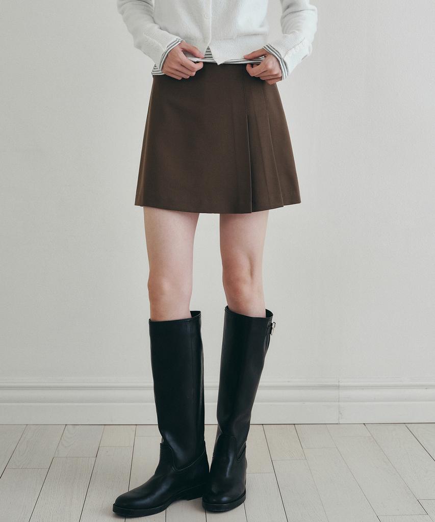 LOEIL Side Pleated Skirt Pants - Brown
