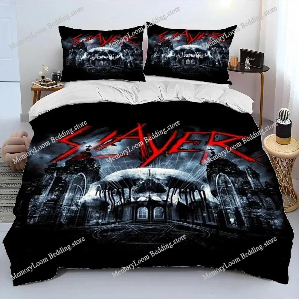 Art Style Unique Slayer Heavy Metal Band Music Bedding Set Queen/King Size Duvet Cover Comforter Soft Bed Sheet Set Home Decor