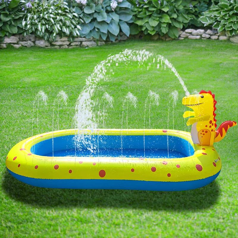 Cartoon Inflatable Dinosaur Fountain Outdoor Dolphin Watering Mat Children's Water Toys Frog Swimming Pool Shark Swimming Pool