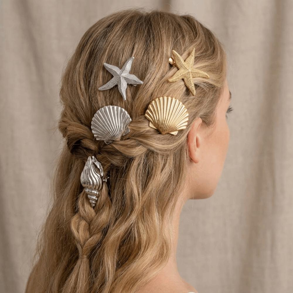 Vacation Style Starfish Hair Clip Golden Color Hair Accessories Duckbill Hair Clip Seaside Wear