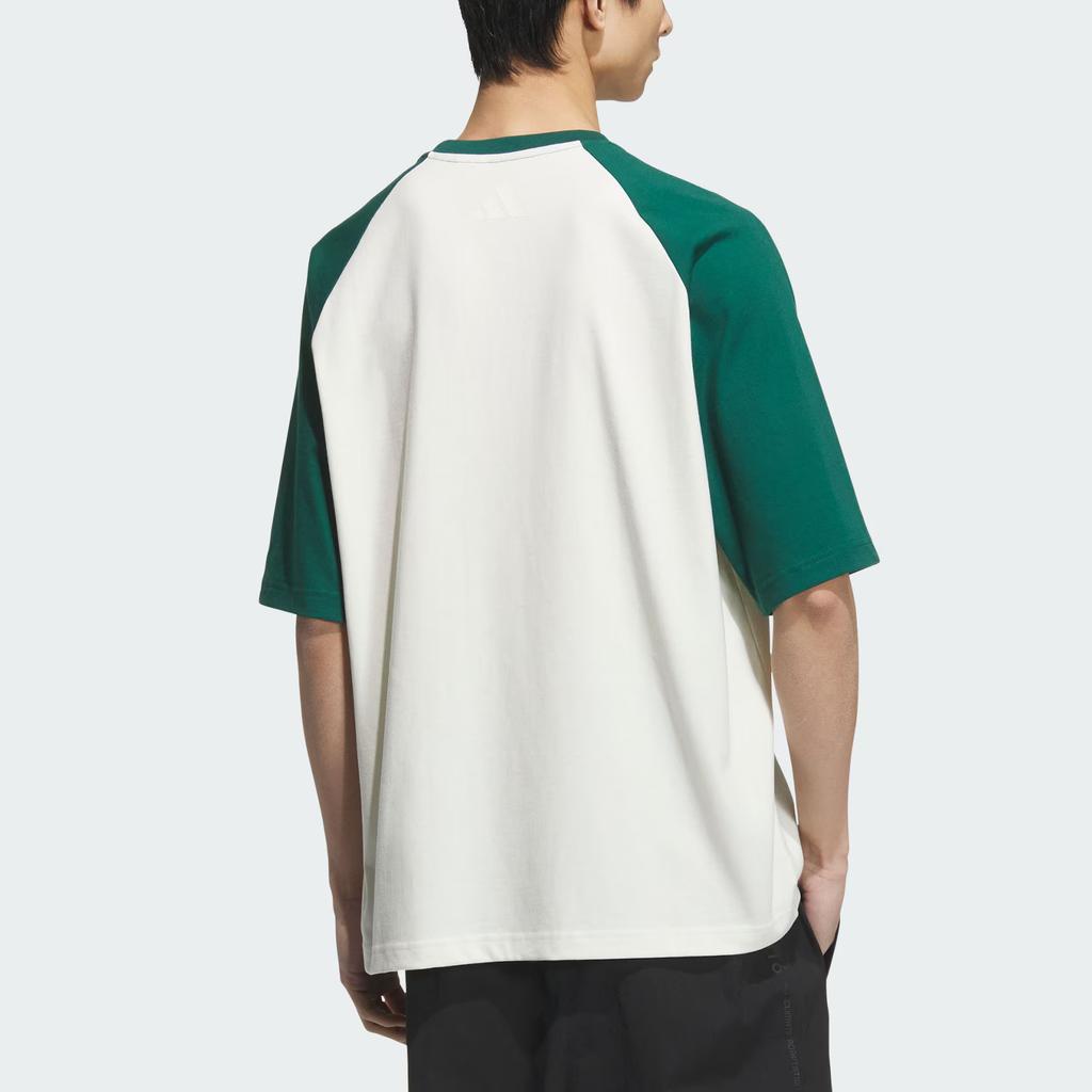 Adidas Graphic Raglan T-Shirt Comfortable Sports Casual Loose Short Sleeve Round Neck T-Shirt Men Tops Han-Jade-White Forest-Green KC3370