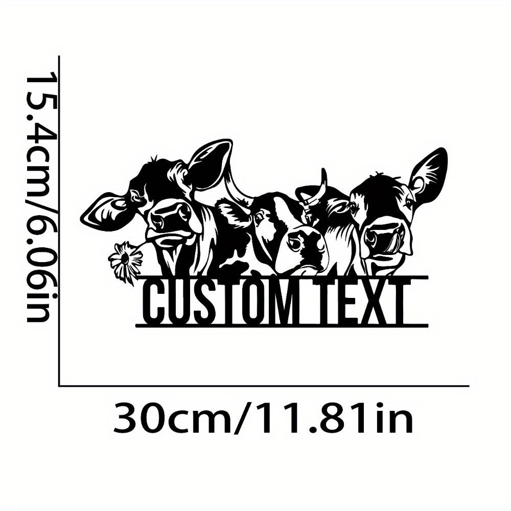 Metal Cow Wall Decor, Black Matte Finish, Indoor Outdoor Art, Customizable Shape