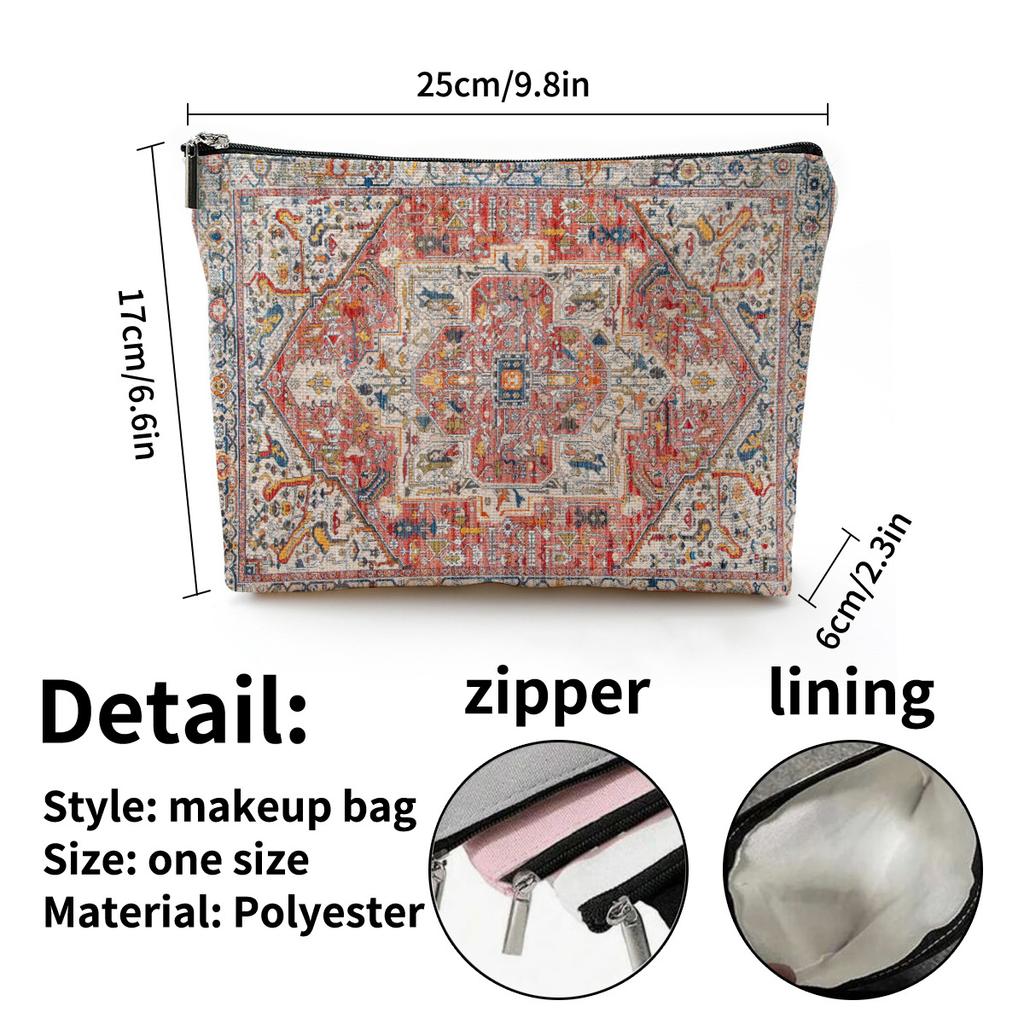 New Creative Pattern Zipper Storage Bag Printed Fine Hemp Cloth Bag Women's Multi Functional Makeup Bag