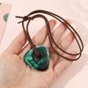 Resin Coraline Stone Necklace Chain Pendant Green Stone Necklace Triangles Charm Rope Chain Halloween Jewelry Accessory