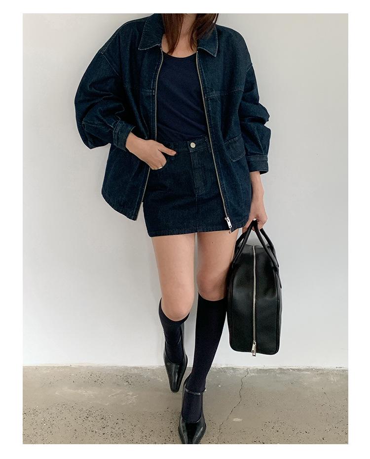 CLEAN SPACE Cotton Washed Denim Mini Skirt, Mid-Waist A-Line Skirt 2025, Style 53357