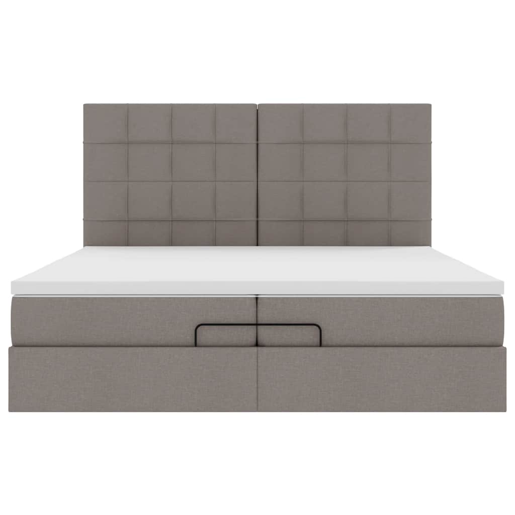 Ottoman Bed with Mattresses Taupe 200x200 Cm Fabric