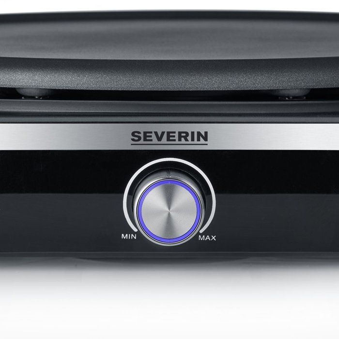 Crêpière électrique xxl - severin - cm2199 - ø 38cm - avec spatule et répartiteur - inox brossé / noir
