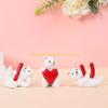 92MF 3Pcs Sweet Love Heart White Bear Ornaments Miniature Figurines Resins Animal Decors for Weddings Party Decorations
