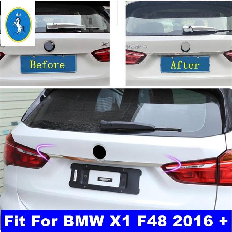 Car Accessories Rear Trunk Lid Cover Tailgate Trim Door Handle Molding Boot Garnish Bezel Cover Kit For BMW X1 F48 2016 -