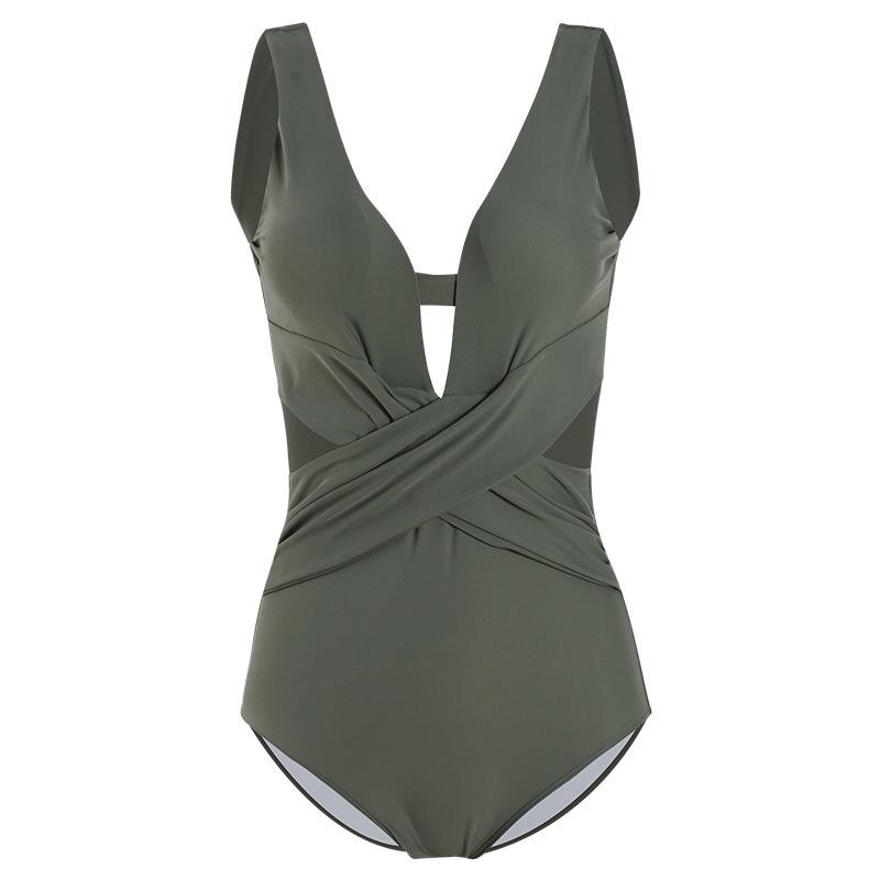 Korean version slim black small breasts gather sexy one-piece swimsuit women big breasts Ins Internet celebrity vacation swimsuit hot spring beach