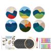 6Pcs Sunrise and Moonset Pattern Coaster, Russian Stitch Embroidery, DIY Yarn Kit, Cross Stitch