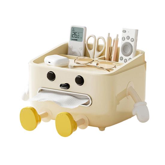 Söt servettlådsöverdrag Servettlådsställ med ben och telefonhållare Multifunktionell servettutdelare med fack för hemmakontoret