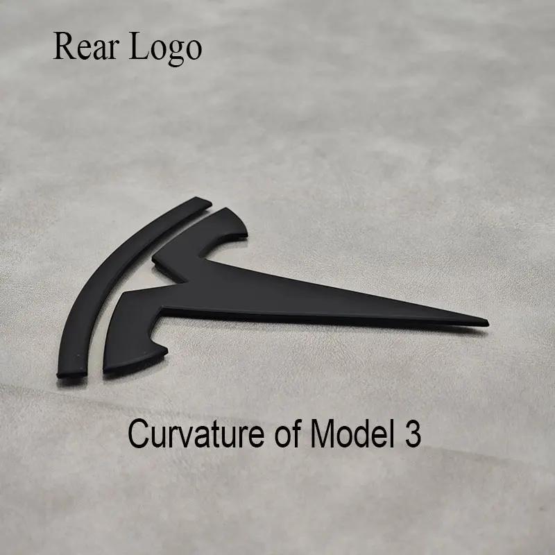 Tesla Model 3/Y Car Exterior Decoration Parts - Metal Blackened Logo Emblem Front Bumper & Rear Trunk Logo Replacement Kit