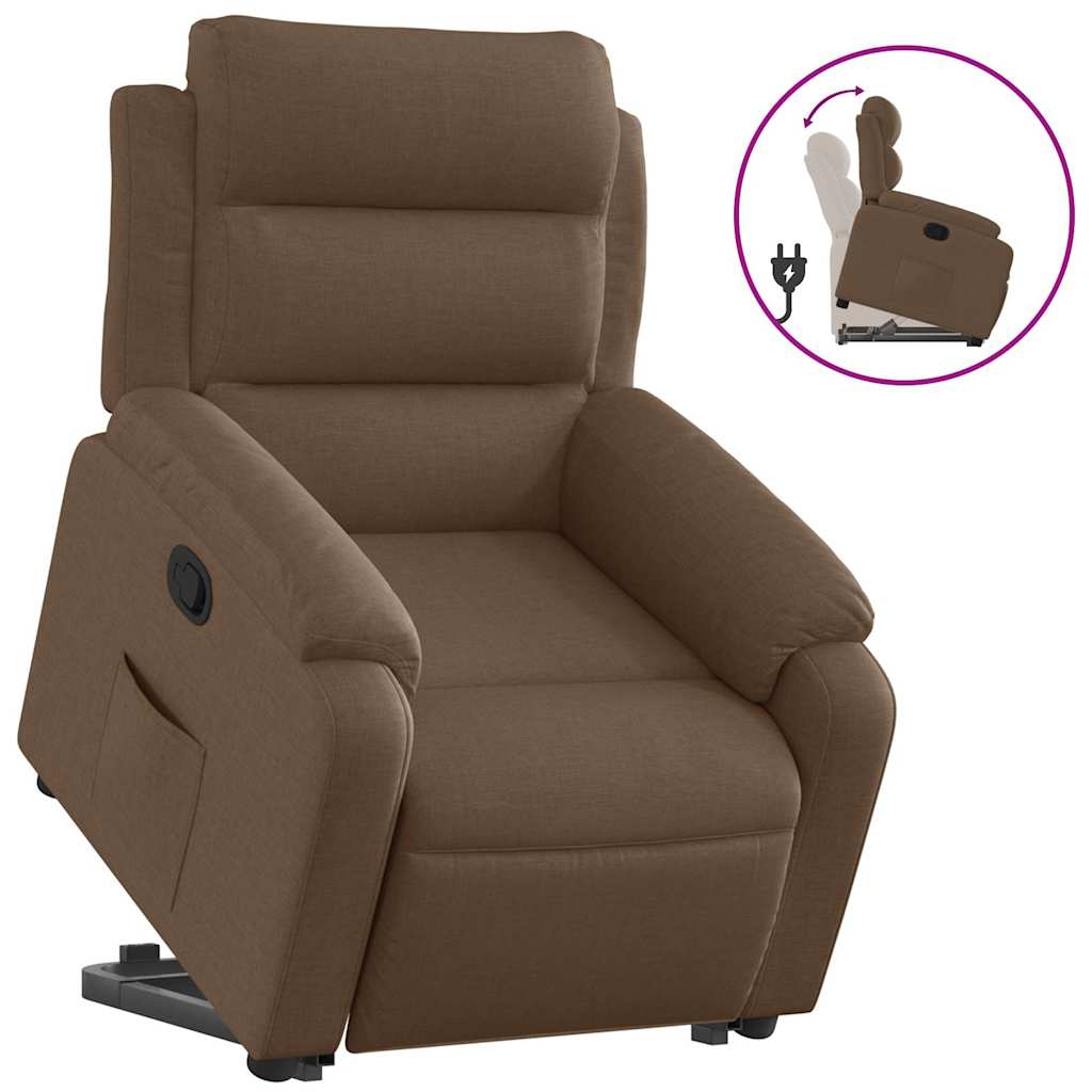 Recliner Chair with Lift Assistance Brown Fabric