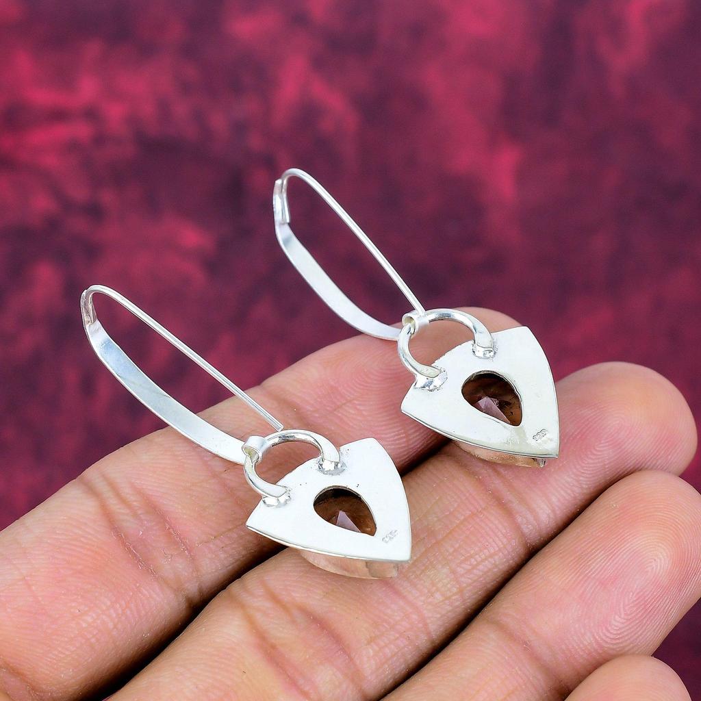 Morganite Earrings, Handmade Gemstone 925 Solid Sterling Silver Earrings Antique Jewelry, For Engagement Gift