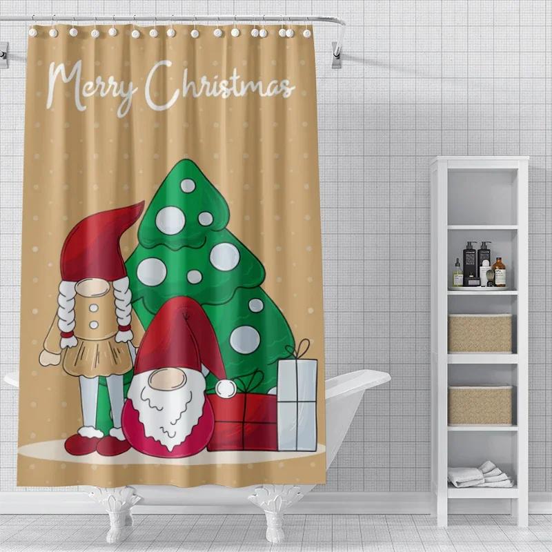 Home shower curtains for bathroom waterproof curtain fabric Modern Nordic style Living Room winter decoration Merry Christmas