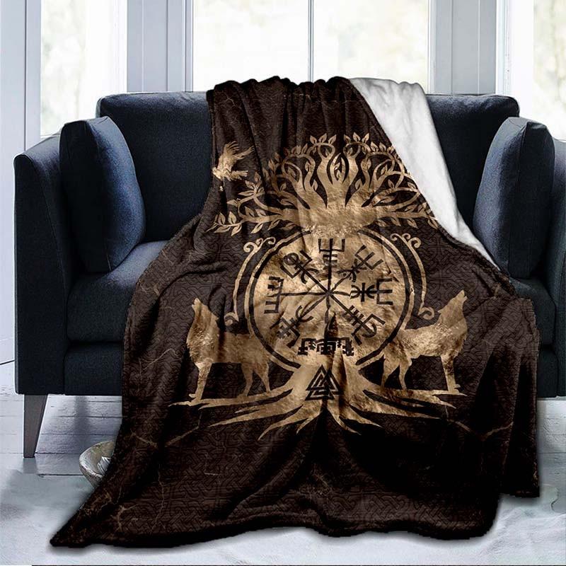 The Vikings Ancient Scandinavian Norse Runes Axes 3D Soft Throw Blanket  Lightweight Flannel Blanket