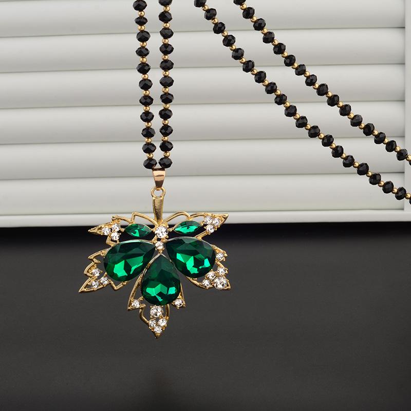 Crystal minimalist maple leaf pendant