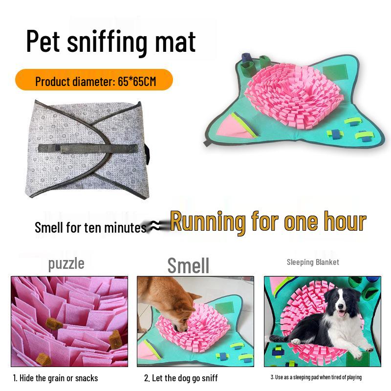 

Трансграничный анти-задыхающийся коврик для вынюхивания: Коврик для медленного кормления и тренировки обоняния для крупных собак 65x65 cm