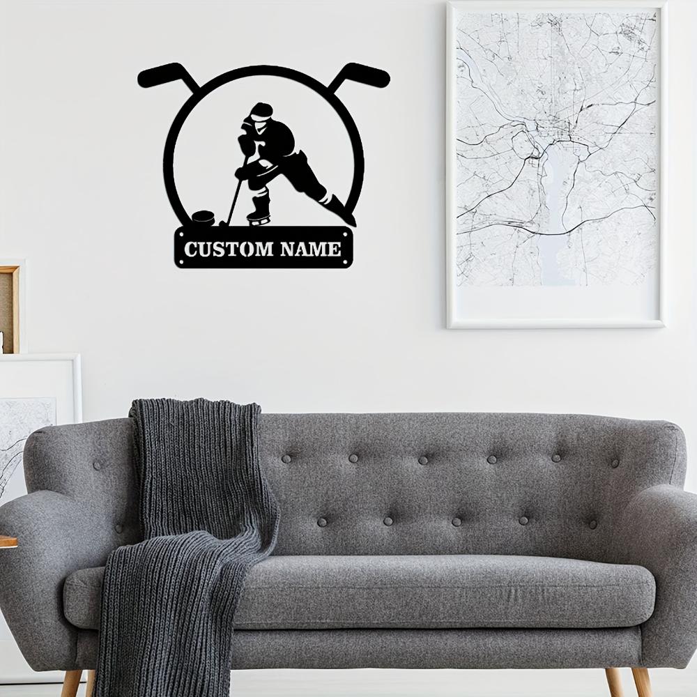 Unique Personalized Metal Sign Ice Hockey Silhouette Sports Themed Wall Decor Garden Gift