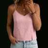 Women Casual Linen Tank Top with Thin Straps and Side Slit Hem Sleeveless Blouse Lightweight Summer Vest