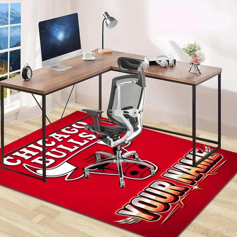 Chicago Bulls Design Area Rug Personalized Name- Non-Slip, Soft & Cozy Floor Mat for Living Room, Office - Indoor/Outdoor Carpet