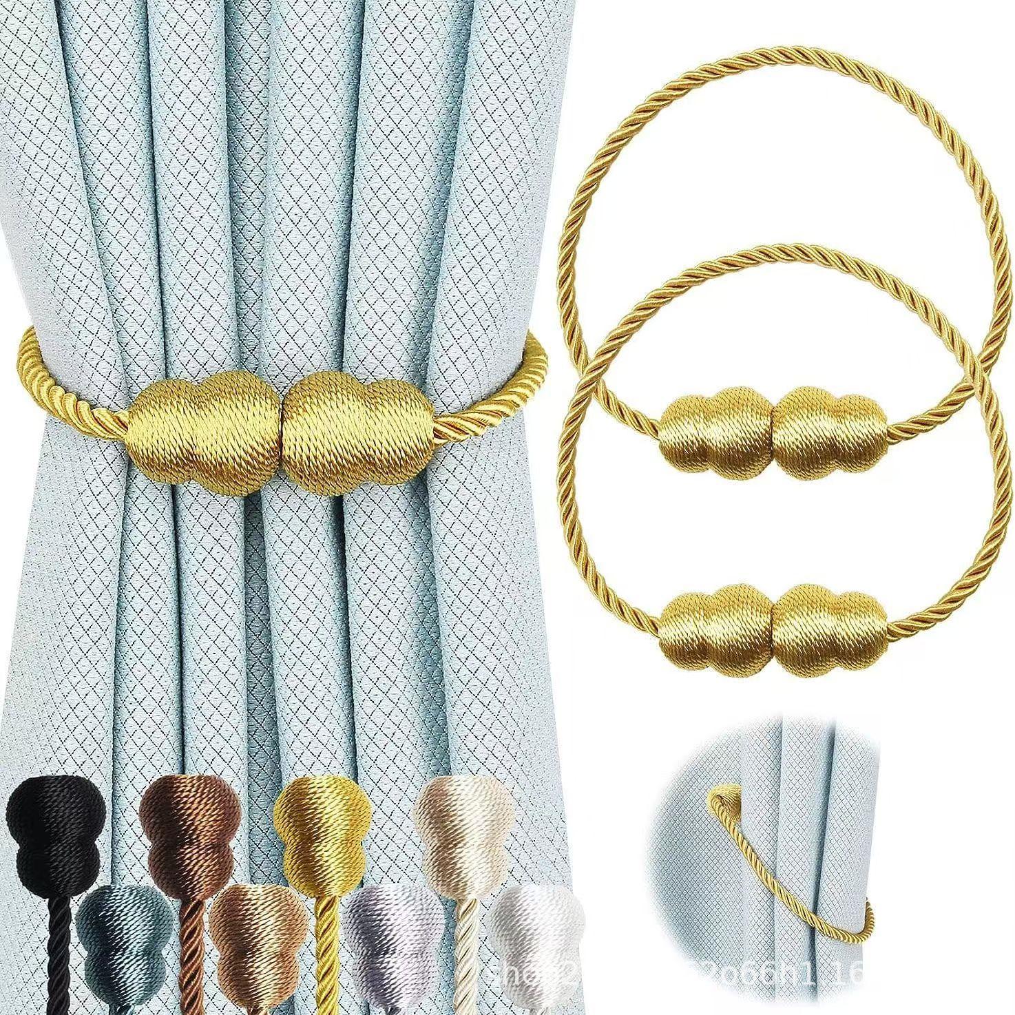 

Магнитные подхваты для штор Декоративные шелковые веревочные держатели Современные держатели для оформления окон в форме тыквы Не требуется сверление золотистый