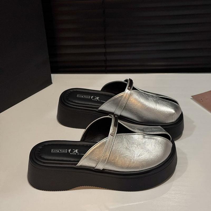 Platformové ležérní boty dámské jaro 2025 nové dva způsoby nošení líné mokasíny s velkou hlavou ugly cute malé kožené boty pantofle