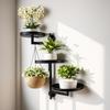 Rotating Window Plant Shelf Metal 3-Tier Floating Plant Display Stand Wall Mount Potted Plant Holder for Indoor Outdoor Home Office Bedroom Decor