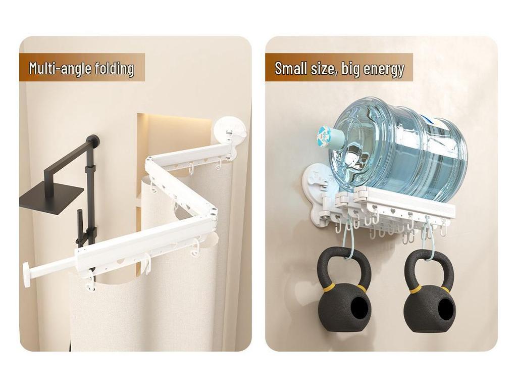 Retractable Shower and Clothes Drying Rod with Suction Cup Attachment