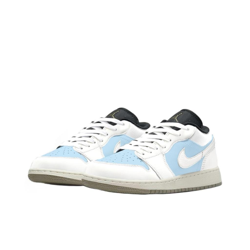 Jordan Air Jordan 1 Sea Salt Coconut Abrasion Resistant Low top Vintage Basketball Shoes Unisex Sky Blue 553558-092(Team1119-)